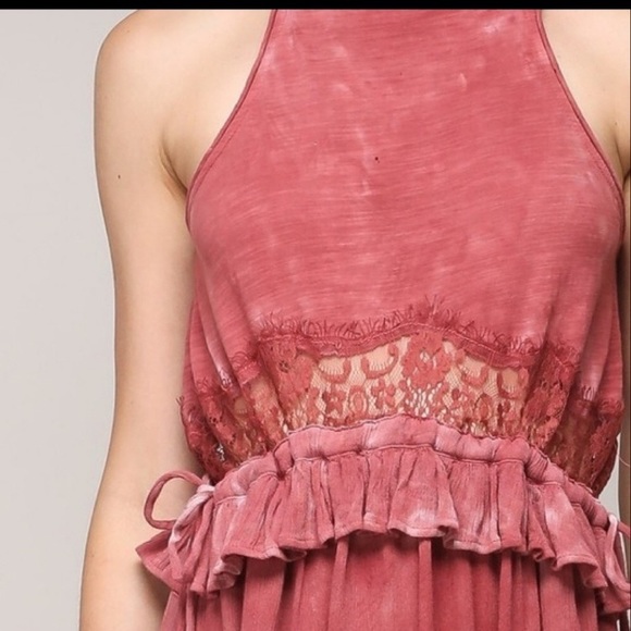 Mustard Seed Marina mineral wash dress cranberry S - Picture 3 of 7